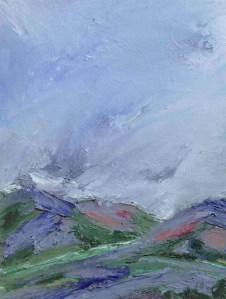 TOWARDS BALLATER III. Oil on card, 38 x 31.5cm mounted, glazed frame. Available for sale