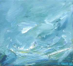 WILD DAY ON DINNET MUIR III. Oil on canvas over board, 26 x 29cm, framed 47 x 51cm. Private collection