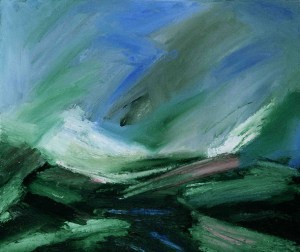 AUTUMN ON DEESIDE III. Oil on canvas over board, 26.5 x 31cm. Private collection