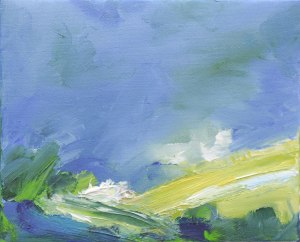 DINNET IN SUMMER III. Oil on canvas, 15 x 20cm, framed 17 x 22 x 6cm. Private collection