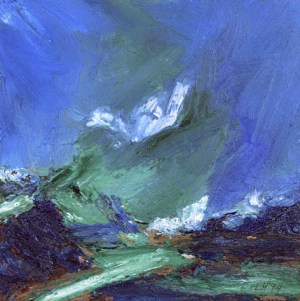 MUICK VALLEY IN LATE SUMMER. Oil on card, 30 x 26cm mounted, glazed frame. Private collection