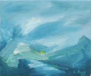 MUICK VALLEY IN WINTER. Oil on canvas over board, 26 x 26cm, framed 40.5 x 40.5cm. Available for sale