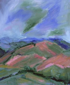 MULLOCH IN SUMMER. Oil on card, 32 x 26cm mounted, glazed + frame. Private collection