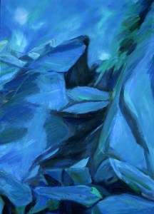 ROCKS AT BURN O'VAT I. Oil on canvas, 100 x 70cm. Private collection