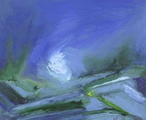 SCOTTISH WINTER. Oil on card, 38 x 31.5cm mounted, glazed frame. Private collection