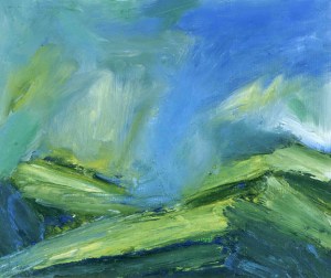 SPRINGTIME. Oil on card, 38 x 31.5cm, glazed + frame. Available for sale