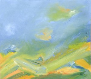 SUMMER LANDSCAPE. Oil over board, 43 x 50cm, framed 56.5 x 63cm. Private collection