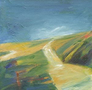THROUGH THE LANDSCAPE III. Oil on canvas, 30 x 30cm, framed 32 x 32 x 7.5cm. Private collection