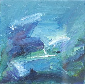 WILD DAY ON DINNET MUIR II. Oil on canvas, 20 x 20cm, glazed + frame 33 x33 x 2.5cm. Available for sale