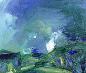 WINTER ON DEESIDE. Oil on card, 26 x 32cm, glazed + frame. Available for sale